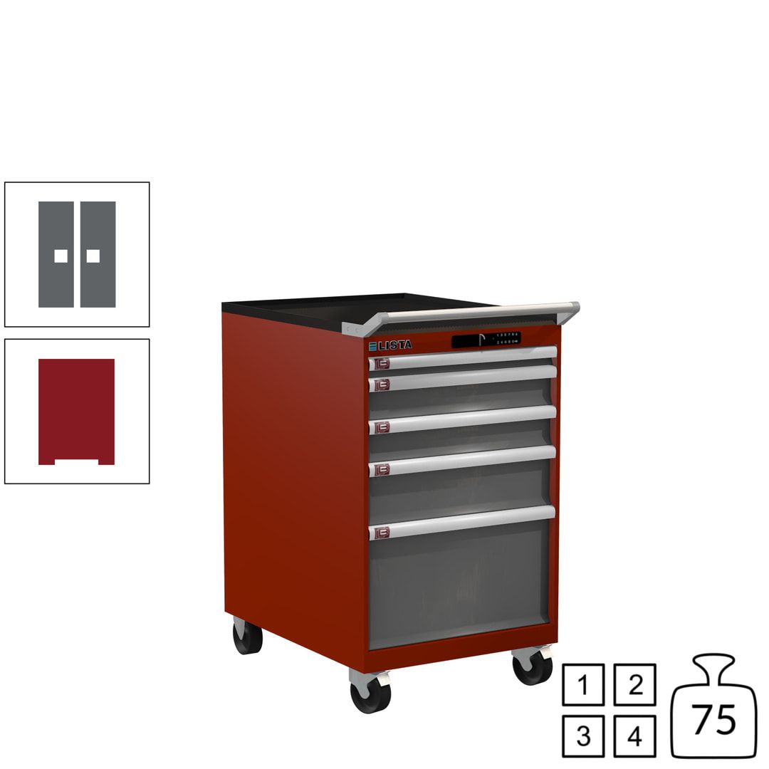 Lista Schubladenschrank - 14.374.010 - 990 x 564 x 725 mm (HxBxT) - 5 Schubladen - 75 kg - Key Lock - lichtblau (RAL 5012)