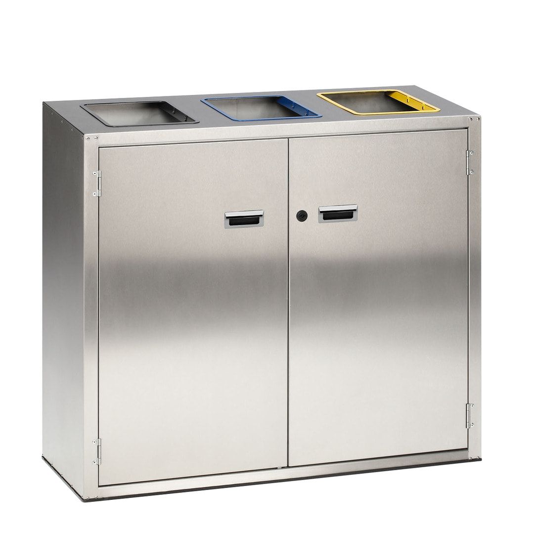 Wertstoffsortierstation - Edelstahl - 270 l Volumen - 3 Fächer - Farbringe