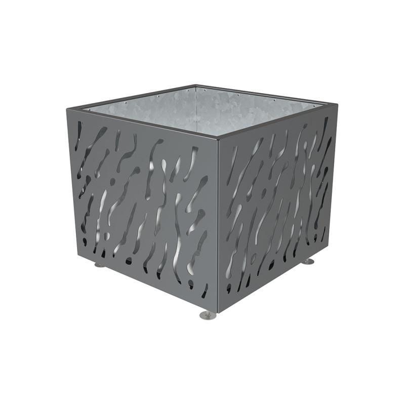 Pflanzbehälter, Stahlblech fvz, einfarbig, innen feuerverzinkt mit Verladungsgriffen, verstellbare Füße, 870 x 990 x 990 mm (HxBxT), enzianblau