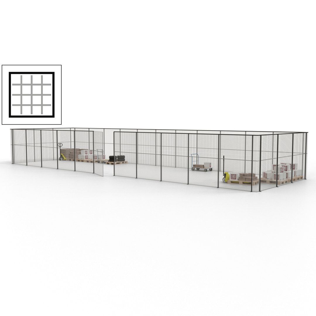 Maschinen Schutzgitter - Hallentrennwand - Sicherheitszaun - Tür - 42 m - 2.200 x 16.900 x 4.900 mm (HxBxT) - enzianblau