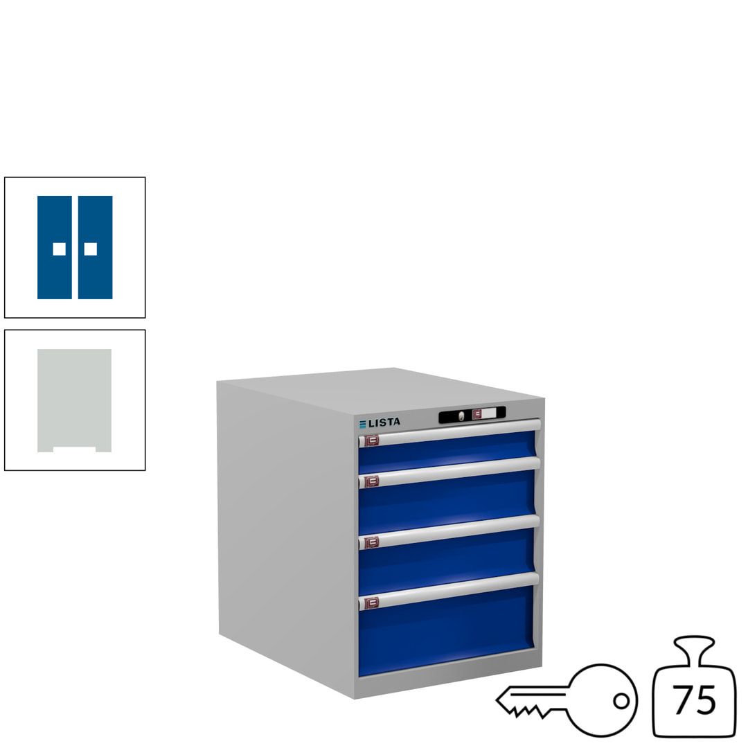 Lista Schubladenschrank - 14.350.010 - 700x564x725 mm (HxBxT) - 4 Schubladen - 75 kg - Key Lock - lichtblau (RAL 5012)