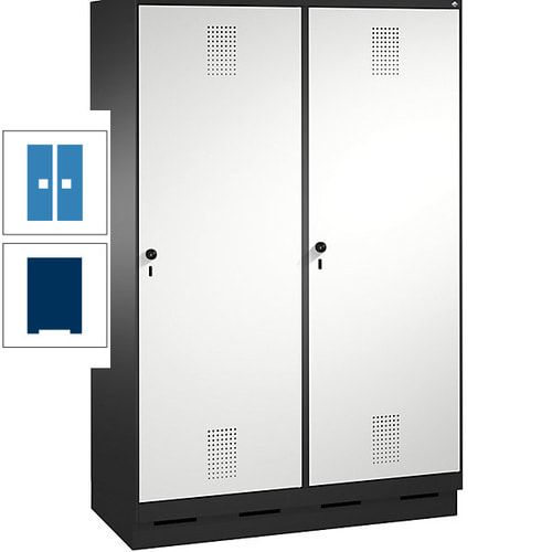 Doppel-Spind, Garderobenschrank, 2 Türen für 4 Abteile a 300 mm, Korpus anthrazitgrau, Türen anthrazitgrau, 1.800 x 1.200 x 500 mm (HxBxT)