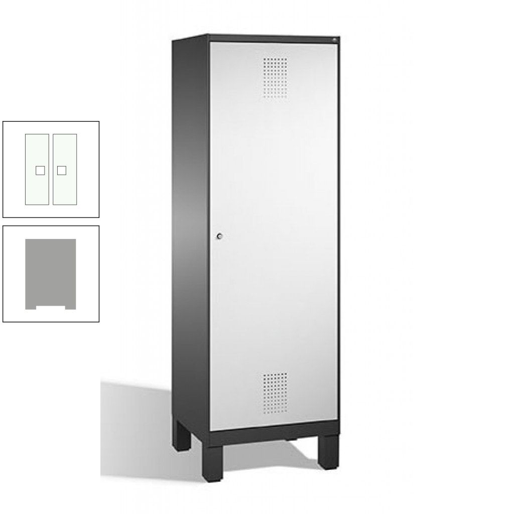Doppel-Spind, Garderobenschrank, 1 Tür für 2 Abteile a 300 mm, Korpus anthrazitgrau, Türen anthrazitgrau, 1.850 x 600 x 500 mm (HxBxT)