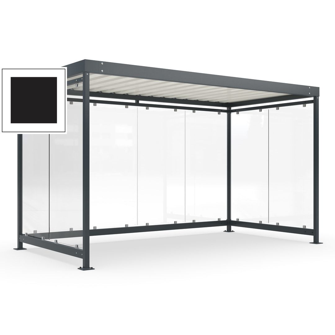 Fahrradunterstand, Fahrgastunterstand, Bushaltestelle, Bausatz, 12-13 Personen, 2.510 x 4.195 x 2.165 mm (HxBxT), 8 Wände, Achatgrau