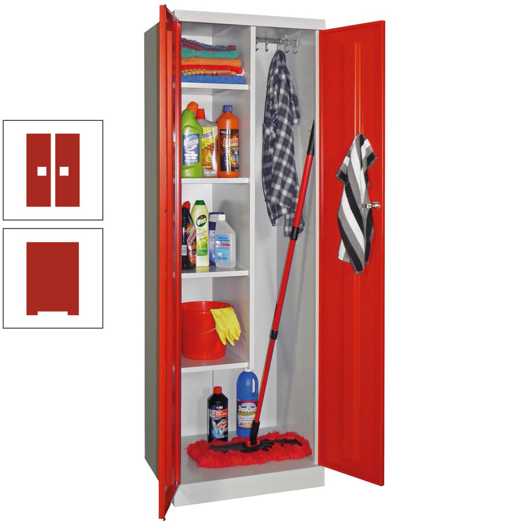 Putzschrank mit Sockel - 1 Abteil mit Trennwand - 1.800x600x500 mm (HxBxT) - Zylinderschloss - anthrazitgrau
