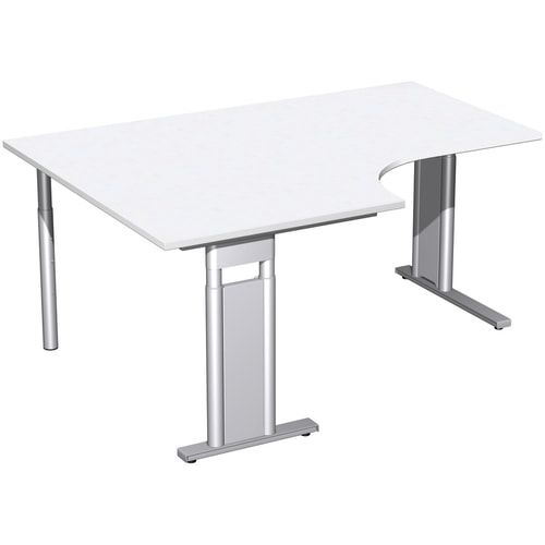 Eckschreibtisch, Eckteil 800 mm, links, Füße einseitig verkürzt, C-Fuß Pro, höhenverstellbar, 680-820 x 1.600 x 1.200 mm (HxBxT), Dekor Ahorn