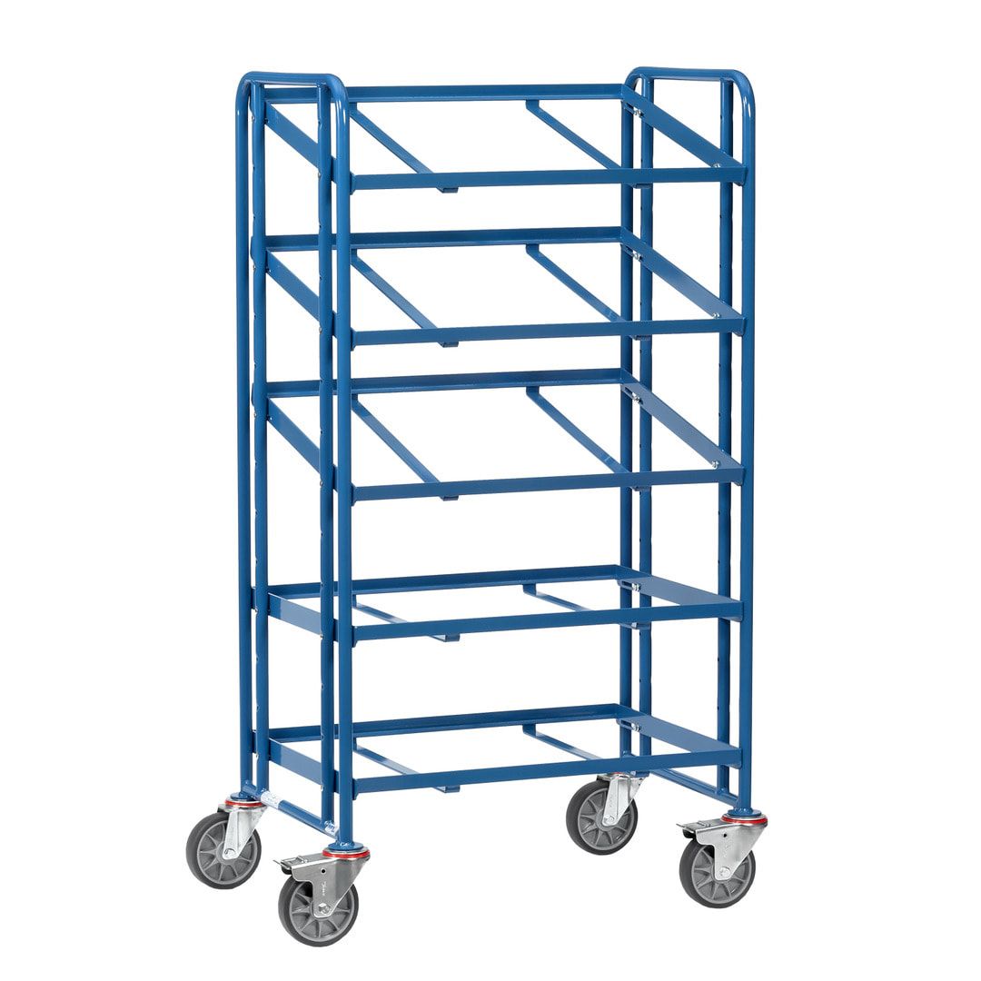 Fetra - Etagenwagen für 10 Eurokästen - 5 Etagen - 300 kg - 1.101 x 666 x 935 mm (HxBxT) - brillantblau