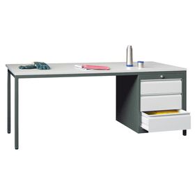 Meisterschreibtisch - 3 Schubladen 150 / 175 mm - 720 x 1.700 x 800 mm (HxBxT) - Farbe wählbar
