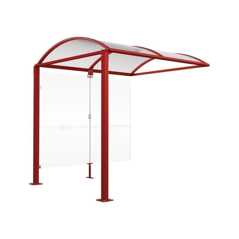 Fahrradunterstand, Fahrradüberdachung, All-in-One + Zusatz, Sicherheitsglas, 2.635 x 5.000 x 2.090 mm (HxBxT), auf Bodenplatten, Farbe enzianblau