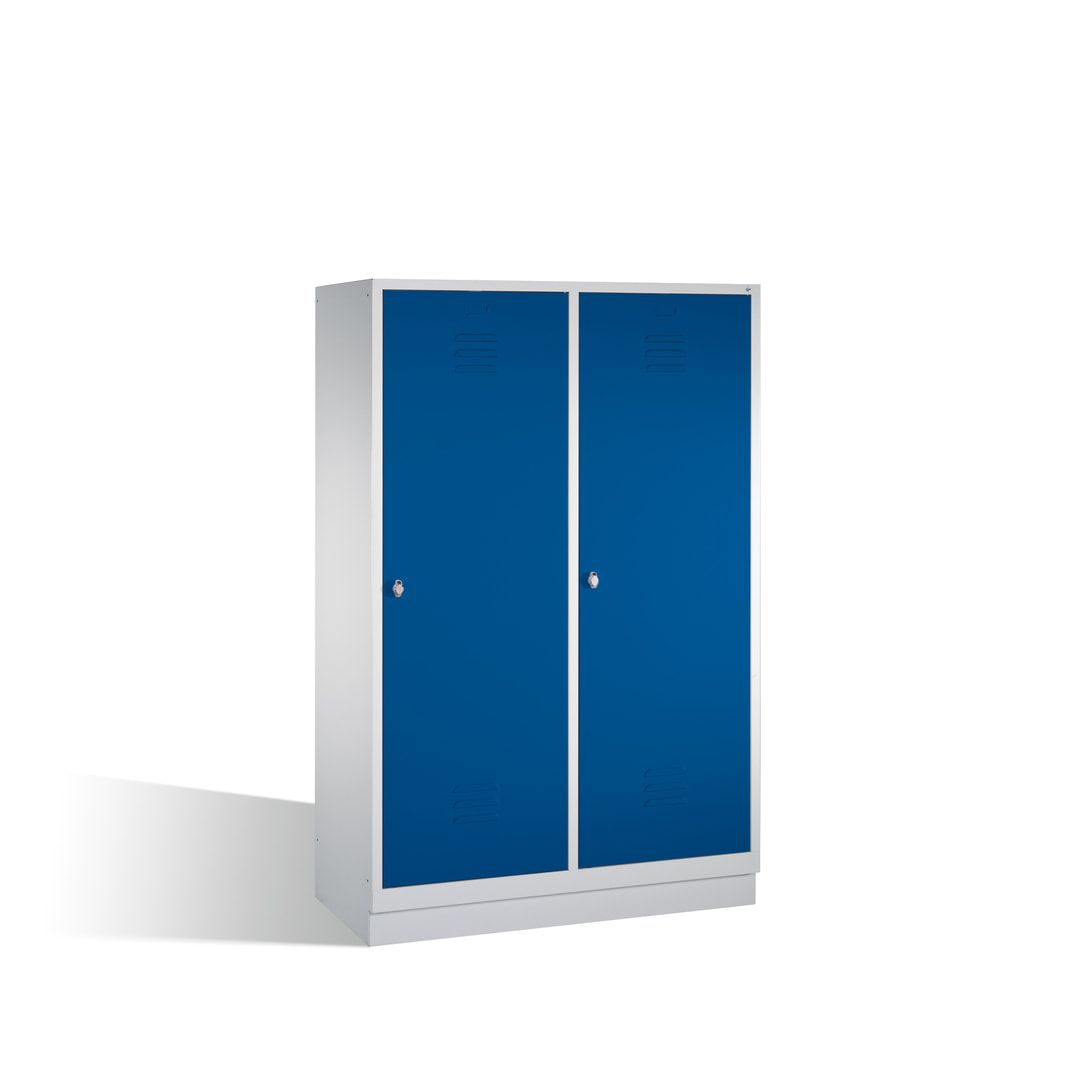 Doppel-Spind mit Großtüren, Garderobenschrank mit Sockel, 4 Abteile a 300 mm, Korpus anthrazitgrau, Tür anthrazitgrau, 1.800 x 1.190 x 500 mm (HxBxT)