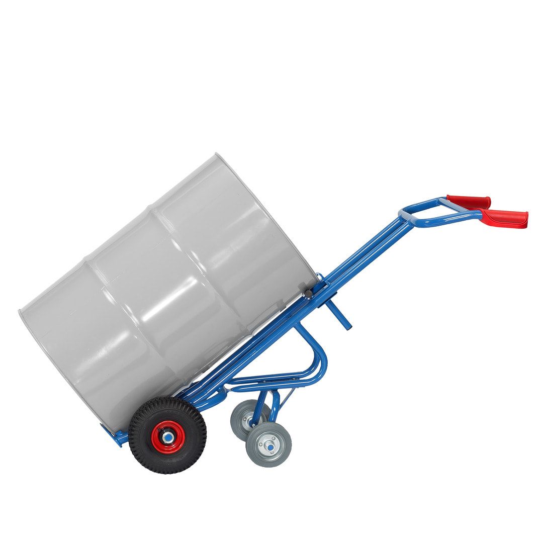 Fetra - Fasskarre für 200 l Fässer - 300 kg Traglast - 2 Stützräder - Luftbereifung