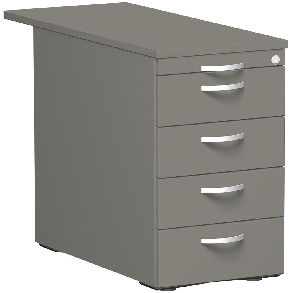 Standcontainer, 4 Schubladen, Ordnungsfach, Zentralverschluss, 720 x 438 x 800 (1.000) mm (HxBxT), Front Ahorn, Oberboden Ahorn, Korpus Ahorn