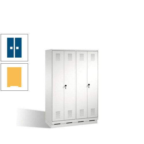 Doppel-Spind, Doppeltüren, Garderobenschrank mit Sockel, 4 Abteile a 300 mm, Korpus anthrazitgrau, Tür anthrazitgrau, 1.800 x 1.200 x 500 mm (HxBxT)