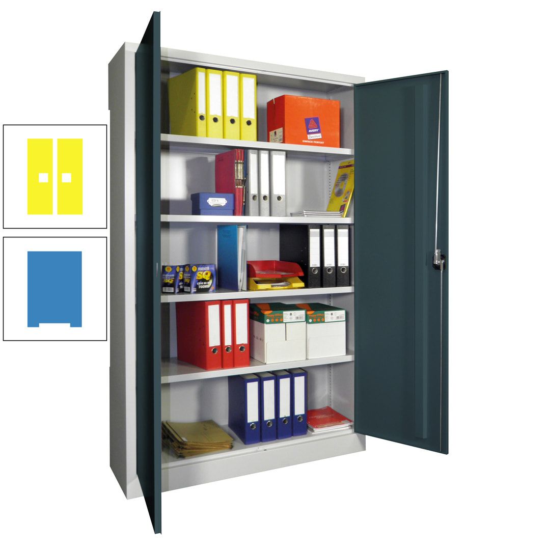 Aktenschrank - Vollblechtüren - 1.950x1.200x400 mm (HxBxT) - 4 Einlegeböden verzinkt - Zylinderschloss - anthrazitgrau