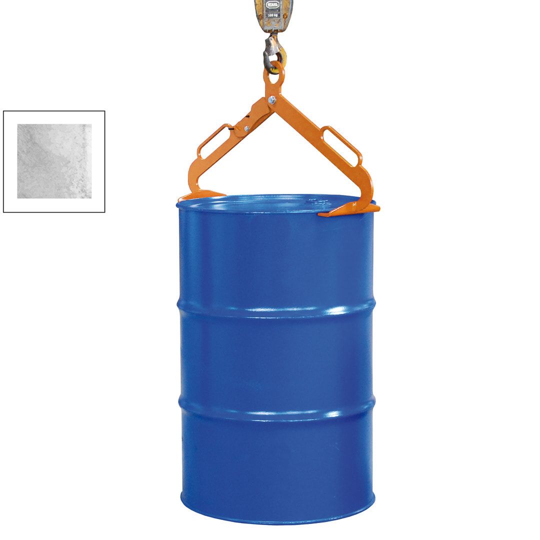 BAUER Scherengreifer - für stehende 200 l-Stahlfässer - 300 kg - gelborange