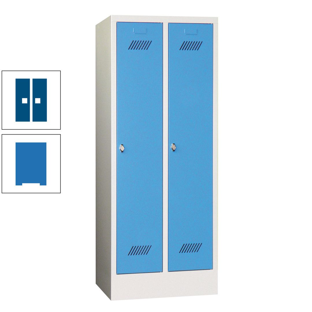 Spindschrank f. Schulen - mit Sockel - Höhe 1.600 mm - 2 Abteile a 300 mm - Drehriegel - anthrazitgrau