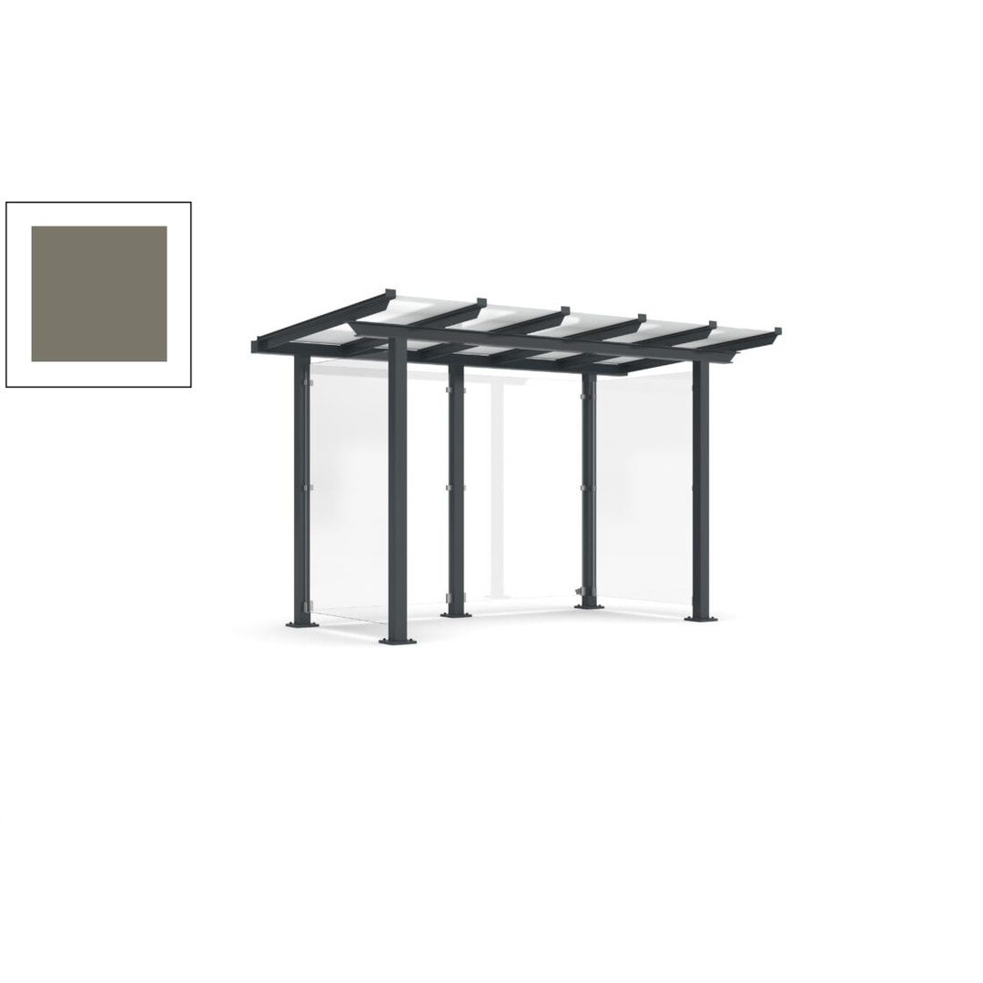 Unterstand mit Pultdach und Sicherheitsglas - feuerverzinkt und farbbeschichtet - 2.435 x 3.850 x 2.090 (HxBxT) - Farbe Achatgrau