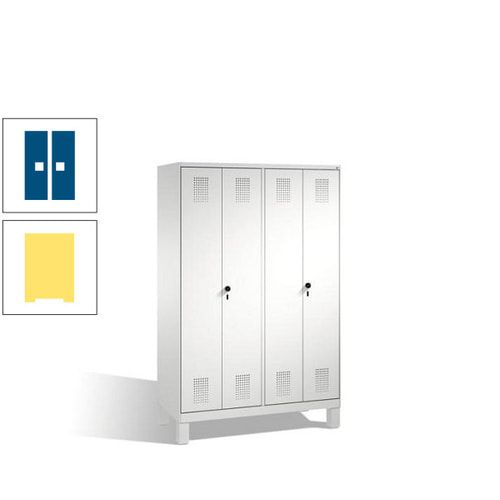 Doppel-Spind, Doppeltüren, Garderobenschrank mit Füßen, 4 Abteile a 300 mm, Korpus anthrazitgrau, Tür anthrazitgrau, 1.850 x 1.200 x 500 mm (HxBxT)