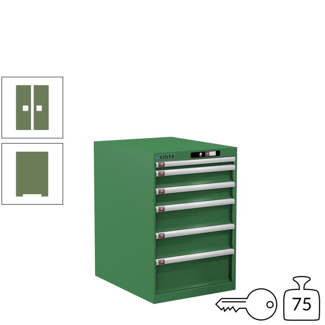 Lista Schubladenschrank - 14.407.010 - 850x564x725 mm (HxBxT) - 6 Schubladen - 75 kg - Key Lock - lichtblau (RAL 5012)