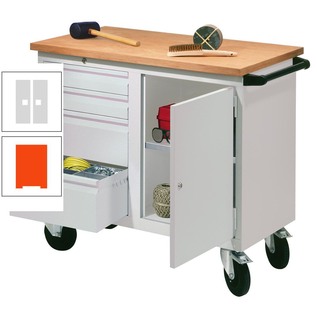 Mobile Werkbank - Werkstattwagen - 915 x 1.090 x 600 mm - 4 Schubladen und Schrankfach - anthrazitgrau