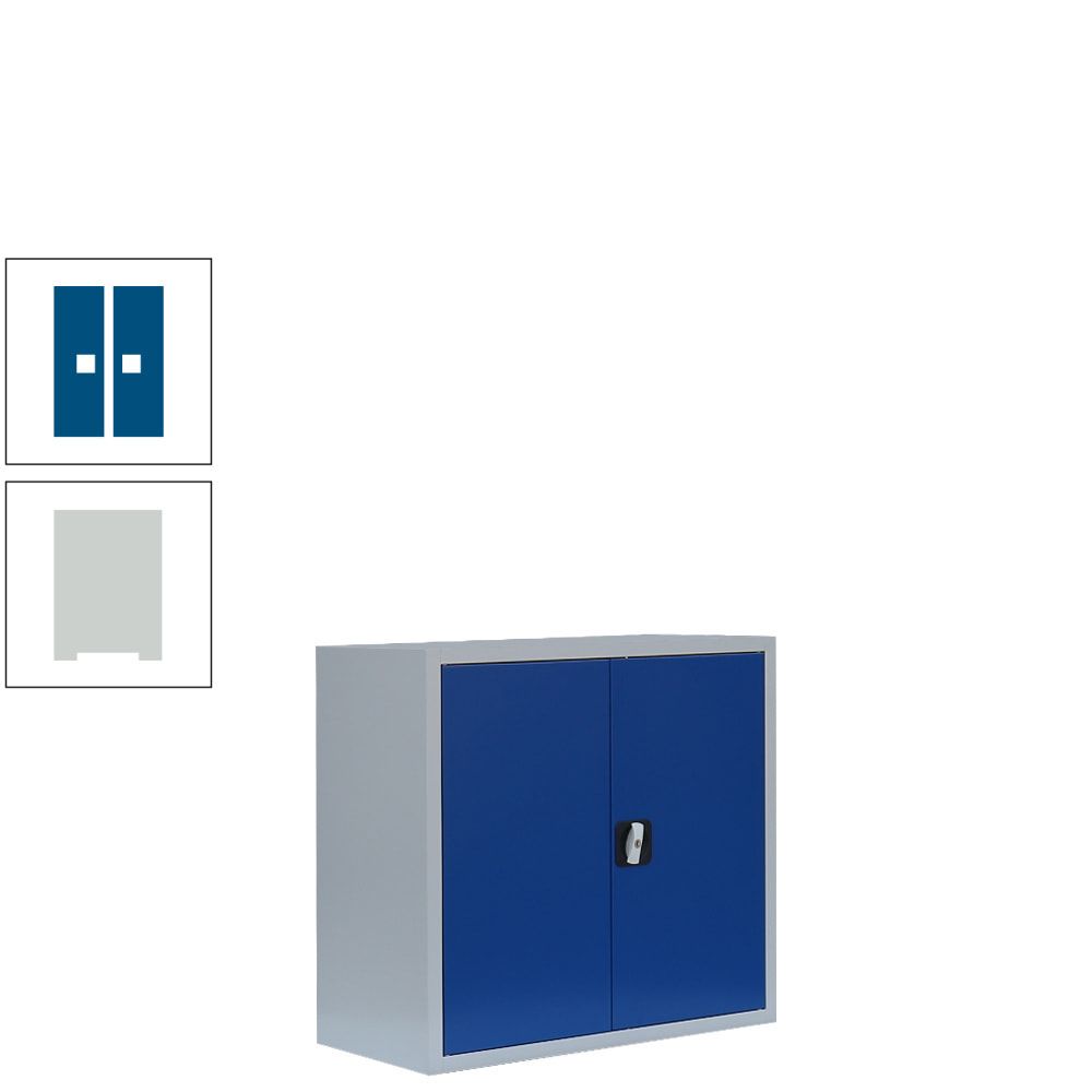 Aktenschrank, Büroschrank, abschließbar, Flügeltüren, 1 Fachboden, 750 x 800 x 383 mm (HxBxT), Stahl, Korpus und Türen in lichtgrau