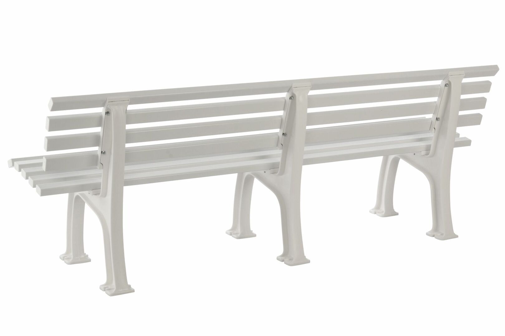 Parkbank, Gartenbank, 4-Sitzer, Kunststoff Sitzleisten, mit Rückenlehne, 740 x 2.000 x 540 mm (HxBxT), Farbe weiß