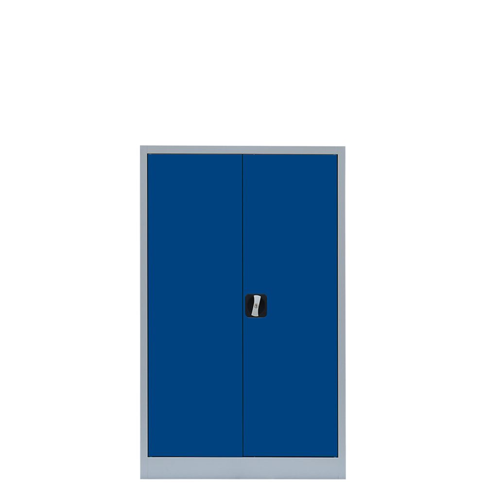 Aktenschrank, Büroschrank, abschließbar, Flügeltüren, 2 Fachböden, 1.200 x 800 x 383 mm (HxBxT), Stahl, Korpus und Türen in lichtgrau
