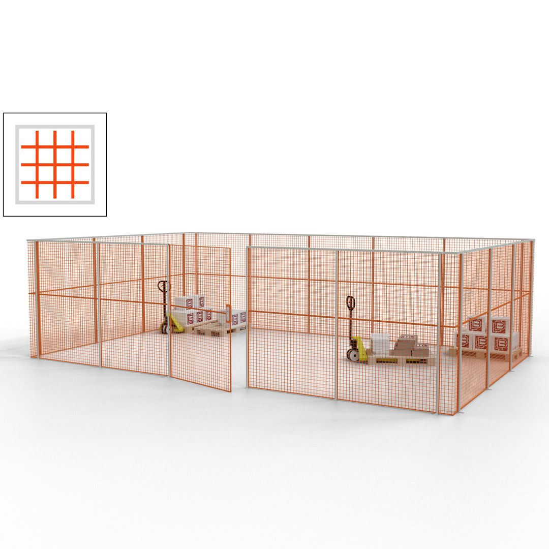 Maschinen Schutzgitter - Hallentrennwand - Sicherheitszaun - Tür - 22 m - 2.200 x 7.900 x 4.900 mm (HxBxT) - enzianblau