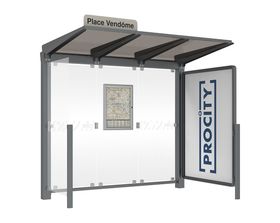 Buswartehalle - Unterstand - Fahrplankasten - Haltestellenschild - Seitenwand - Schaukasten- 2.390 x 2.500 x 1.500 mm (HxBxT) - Farbe wählbar