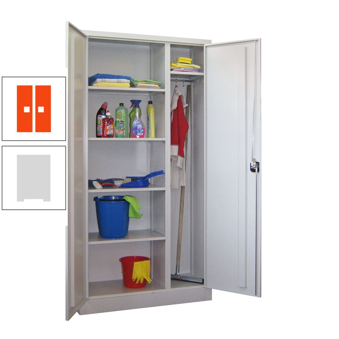 Putzschrank mit Trennwand - 1.950x1.000x400 mm (HxBxT) - Böden pulverbeschichtet - anthrazitgrau
