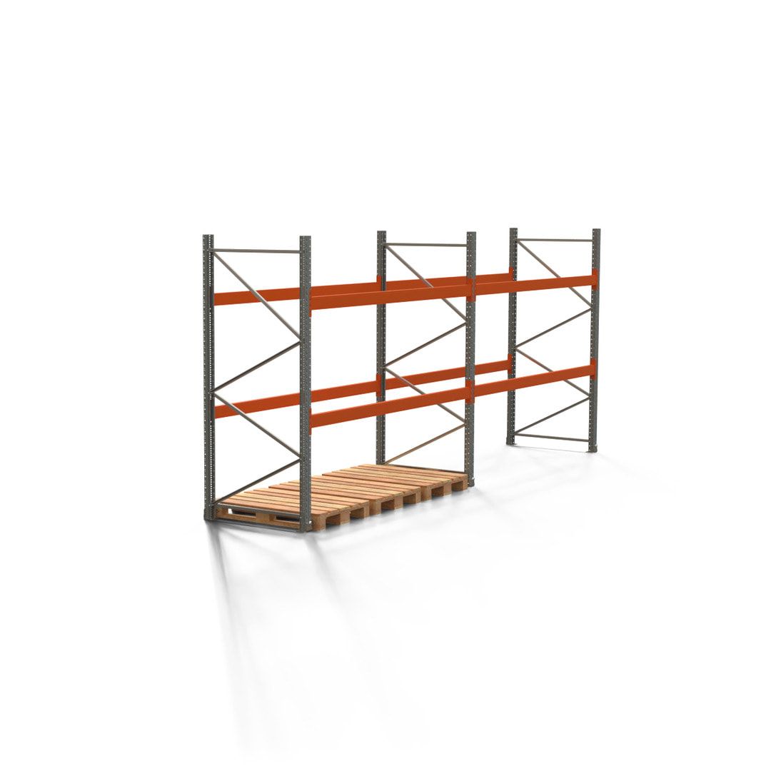 Palettenregal ARTUS - 3 Ebenen - Fachlast 2.100 kg - 2.500 x 11.225 x 1.100 mm (HxBxT) - 4 Felder - Schwerlastregal