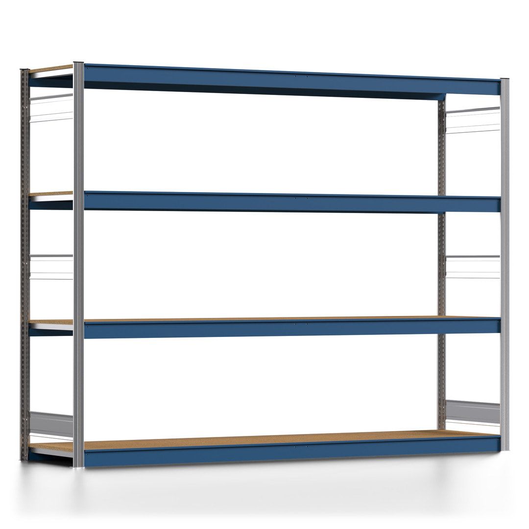 Weitspannregal EMIL - 2.000 x 2.570 x 600 mm (HxBxT) - Fachlast 400 kg - Holzböden - Lagerregal - Anbauregal