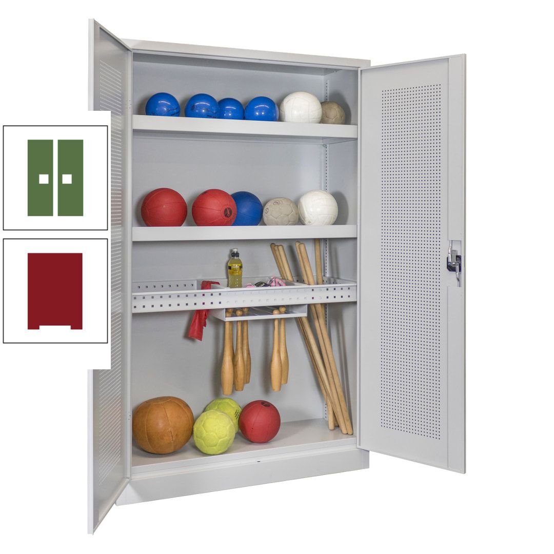 Sportschrank - Lochfeldtüren - Variante 2 - 1.950x1.200x500 mm (HxBxT) - anthrazitgrau