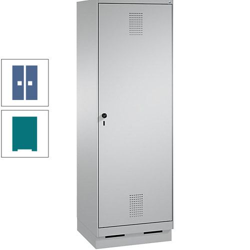 Doppel-Spind, Garderobenschrank, 1 Tür für 2 Abteile a 300 mm, Korpus anthrazitgrau, Türen anthrazitgrau, 1.800 x 600 x 500 mm (HxBxT)