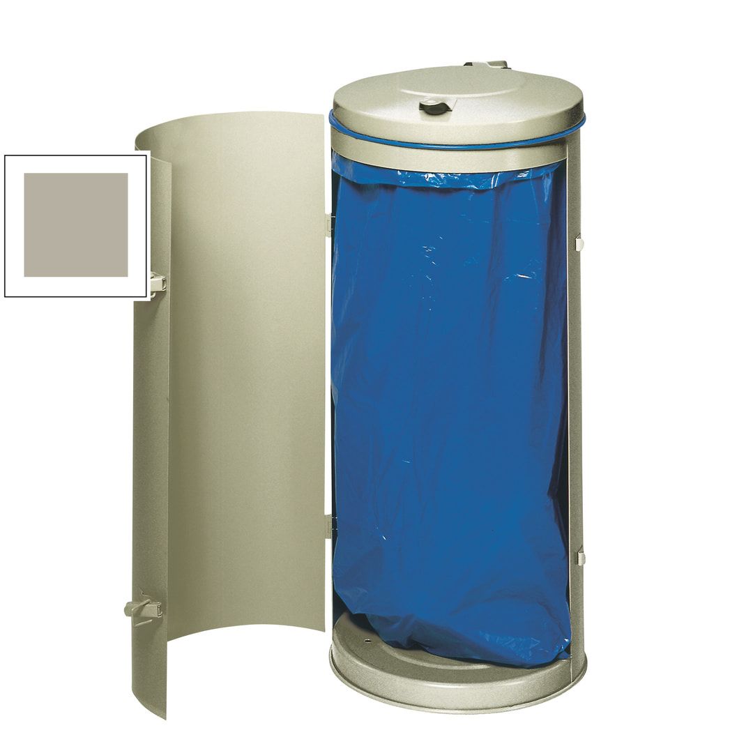 Abfallbehälter mit Flügeltür - Volumen 120 l - rund - 980 x 500 x 500 mm (HxBxT) - kieselgrau