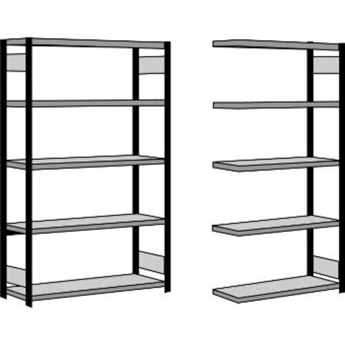 Fachbodenregal mit Seitenwand - 350 kg - 2.000 x 1.005 x 600 mm (HxBxT) - Anbauregal - 5 Böden - verzinkt - Lagerregal - Steckregal - BERT