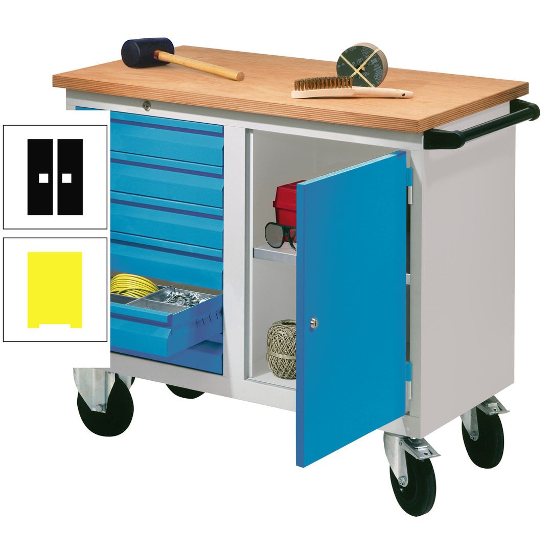 Mobile Werkbank - Werkstattwagen - 915 x 1.090 x 600 mm - 6 Schubladen und Schrankfach - anthrazitgrau