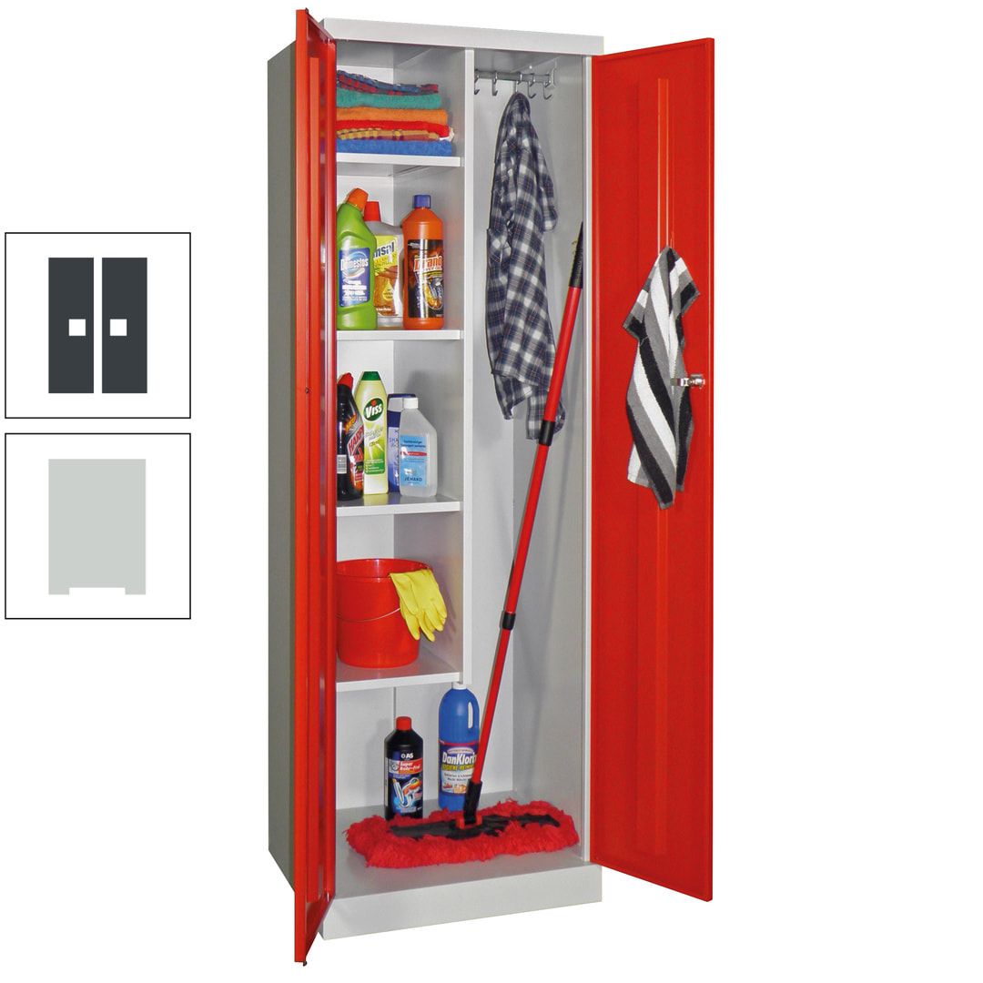 Putzschrank mit Sockel - 1 Abteil mit Trennwand - 1.800x600x500 mm (HxBxT) - Zylinderschloss - anthrazitgrau