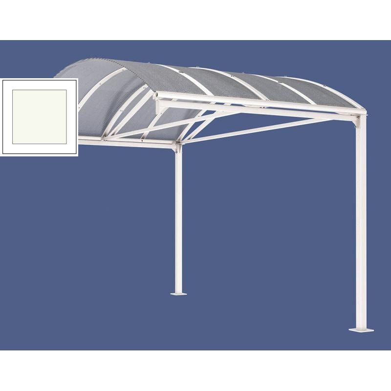 Erweiterung für Fahrradunterstand, Fahrradüberdachung, Unterstand, 5 Zweiräder, Regenrinne, 3.010 x 2.500 x 4.160 mm (HxBxT), Farbe enzianblau