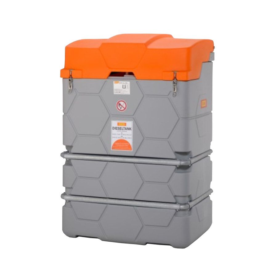 Mobile Outdoor Diesel Tankanlage mit Klappdeckel - Tankstation mit Zapfpistole - Volumen 1000 l