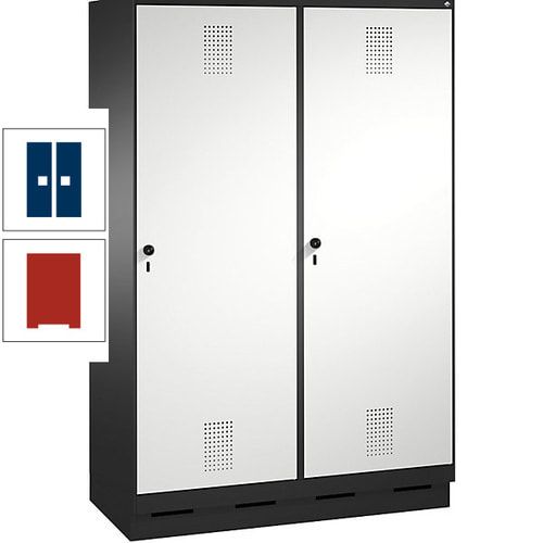 Doppel-Spind, Garderobenschrank, 2 Türen für 4 Abteile a 300 mm, Korpus anthrazitgrau, Türen anthrazitgrau, 1.800 x 1.200 x 500 mm (HxBxT)