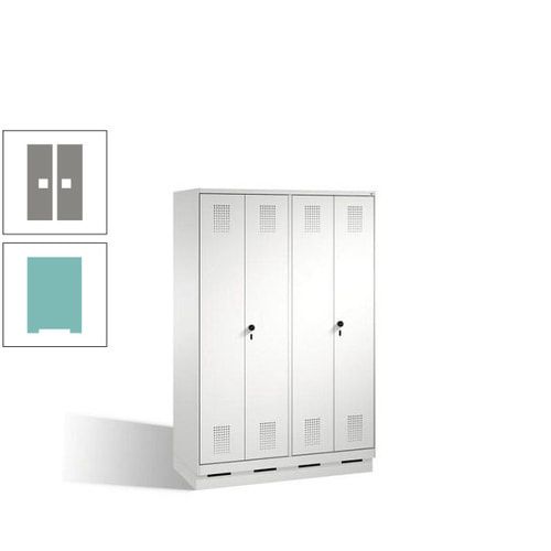 Doppel-Spind, Doppeltüren, Garderobenschrank mit Sockel, 4 Abteile a 300 mm, Korpus anthrazitgrau, Tür anthrazitgrau, 1.800 x 1.200 x 500 mm (HxBxT)