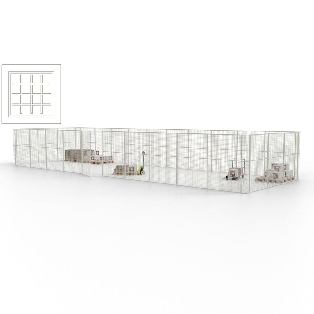 Maschinen Schutzgitter - Hallentrennwand - Sicherheitszaun - Tür - 39 m - 2.200 x 15.400 x 4.900 mm (HxBxT) - enzianblau
