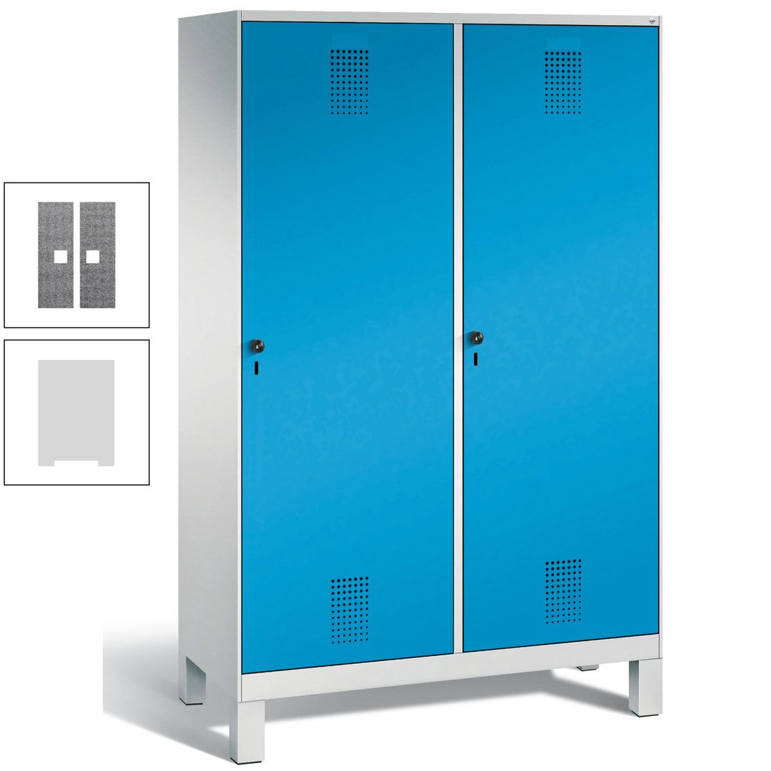 Doppel-Spind, Garderobenschrank, 2 Türen für 4 Abteile a 300 mm, Korpus anthrazitgrau, Türen anthrazitgrau, 1.850 x 1.200 x 500 mm (HxBxT)