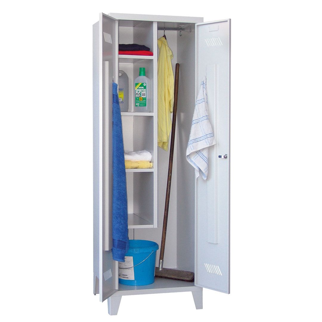 Putzschrank mit Füßen - 1 Abteil mit Trennwand - 1.850x600x500 mm (HxBxT) - Drehriegel - anthrazitgrau