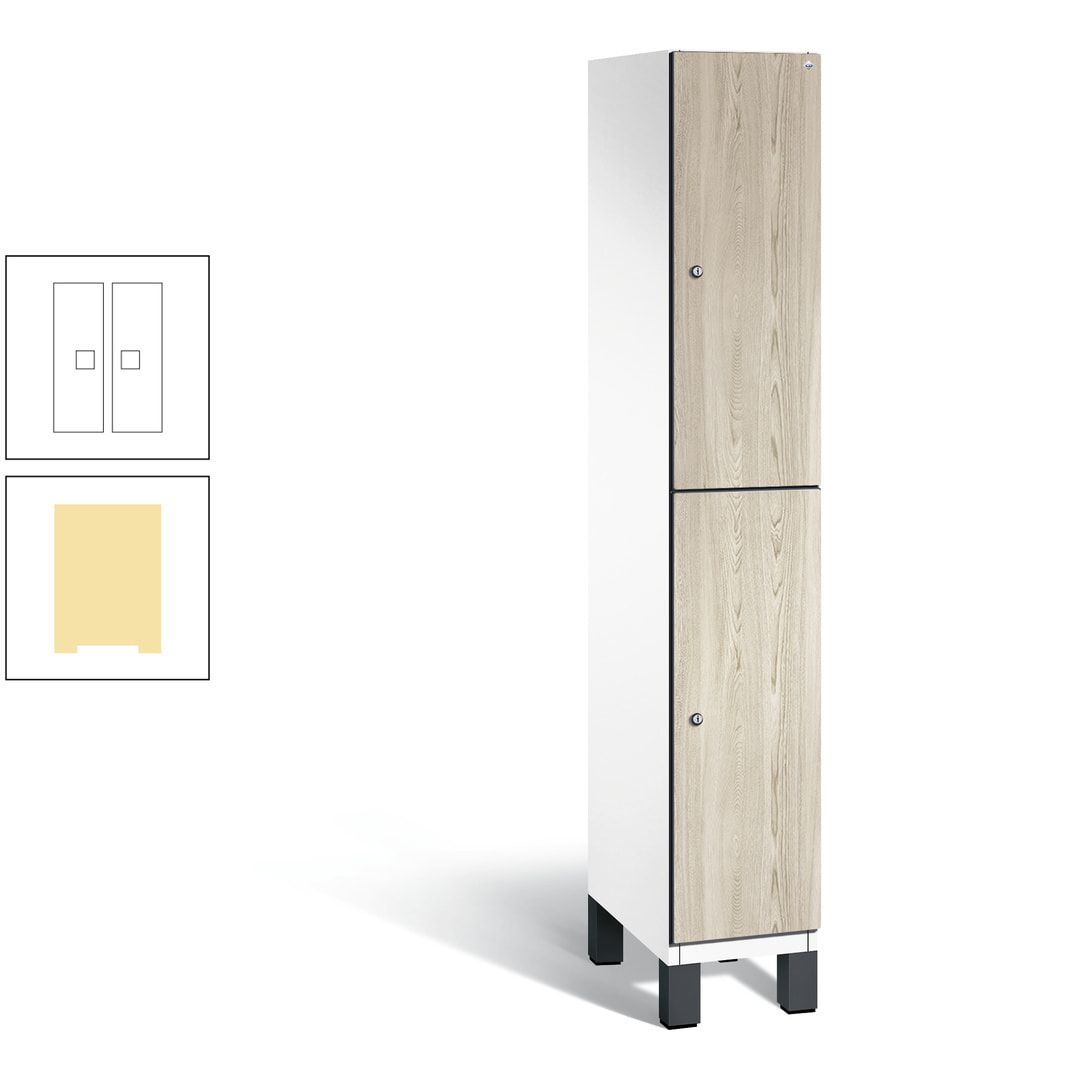 Fächerschrank, Garderobenschrank, mit Füßen, 1 Abteile, 1.980 x 300 x 525 mm (HxBxT), Korpus anthrazitgrau, Tür Donau-Ahorn