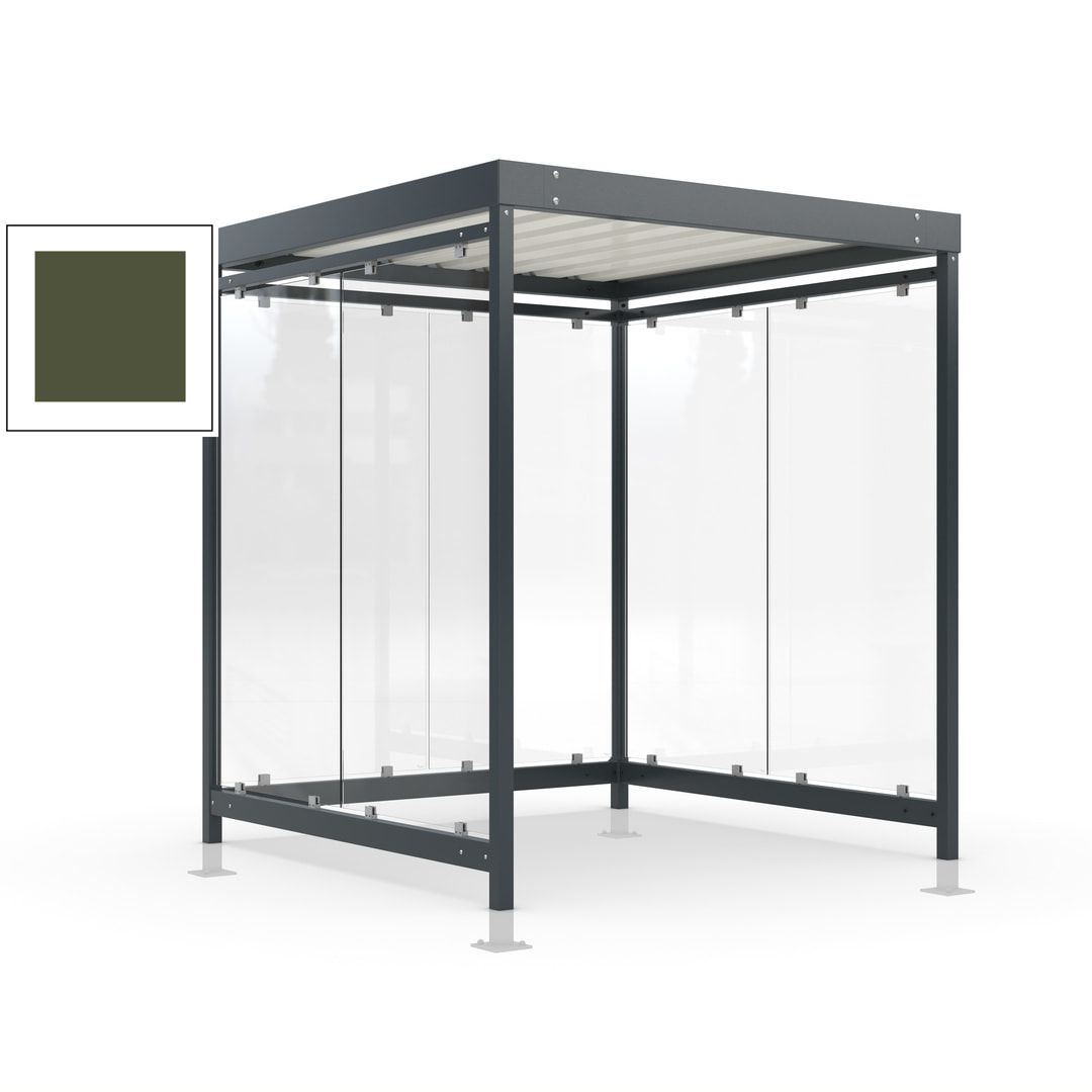 Raucherunterstand, Bushaltestelle, Bausatz, mit Überpflasterung, 6-7 Personen, 6 Wände, 2.440 x 2.165 x 2.165 mm (HxBxT), Achatgrau