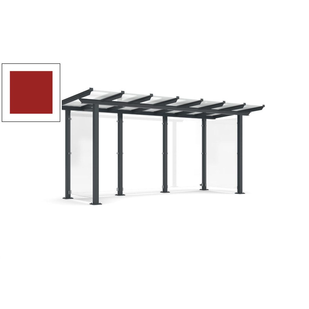 Unterstand mit Pultdach und Sicherheitsglas - feuerverzinkt und farbbeschichtet - 2.435 x 5.350 x 2.250 (HxBxT) - Farbe Achatgrau