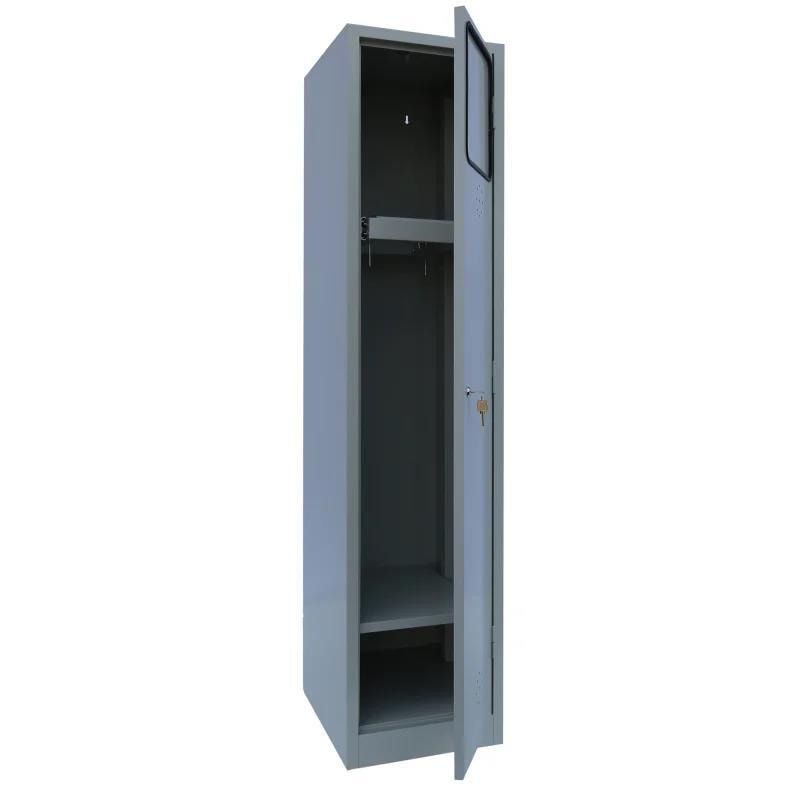 Wäschesammelschrank, Wäscheschrank, Stahlschrank, Sockel, Klappe, Zylinderschloss, 1.800 x 600 x 500 mm (HxBxT), Korpus lichtgrau, Front enzianblau