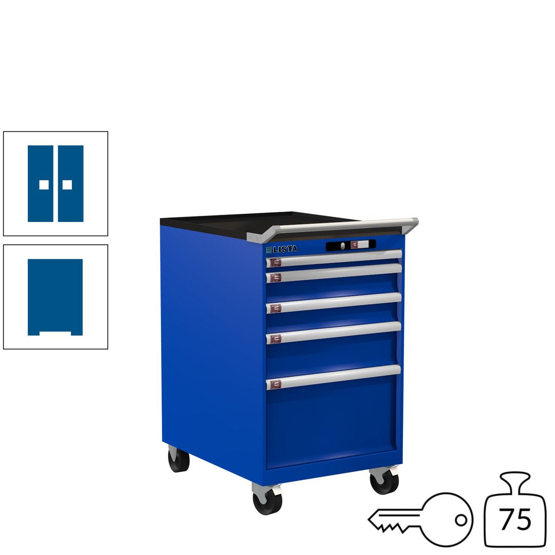 Lista Schubladenschrank - 14.374.010 - 990 x 564 x 725 mm (HxBxT) - 5 Schubladen - 75 kg - Key Lock - lichtblau (RAL 5012)
